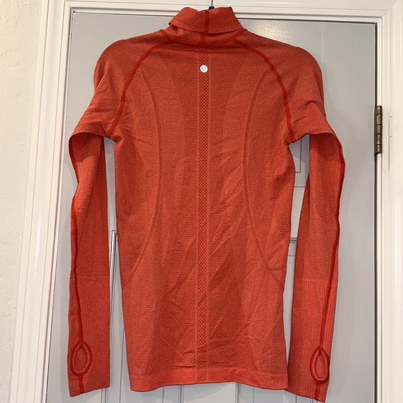 Lululemon Run Swiftly Tech Salmon/Pink/Orange Turtleneck Long Sleeve Shirt - Picture 2 of 11